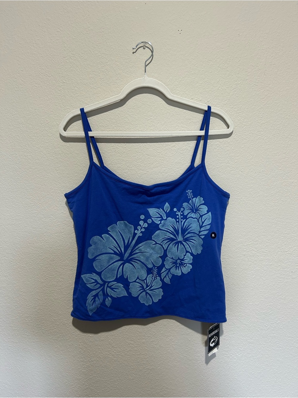 Hollister Blue Floral Print Spaghetti Strap Tank Top - Cropped